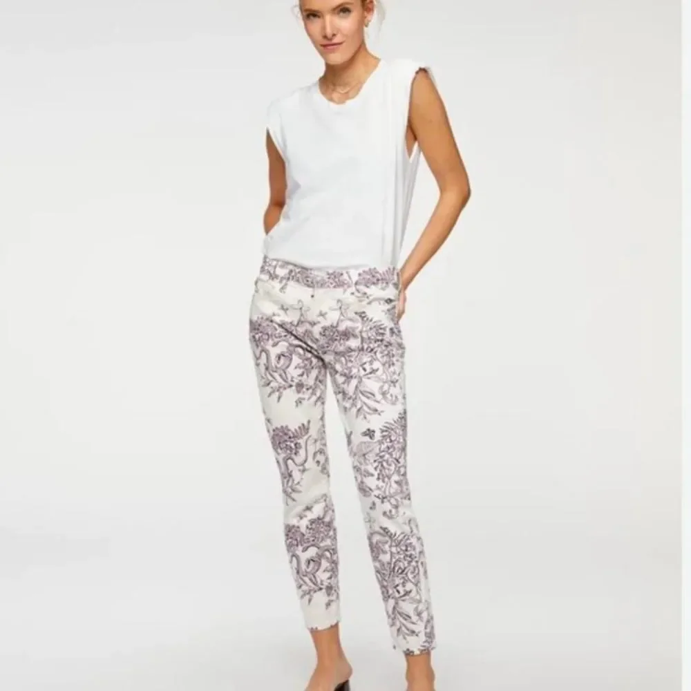 7 FOR ALL MANKIND Ankle Skinny Floral Pattern Denim Jeans